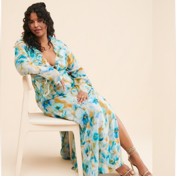 NWT Rays for Days Free People Wisteria Watercolor Midi Dress Blue Size S Small - Picture 3 of 15